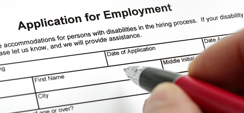 filling out application for employment